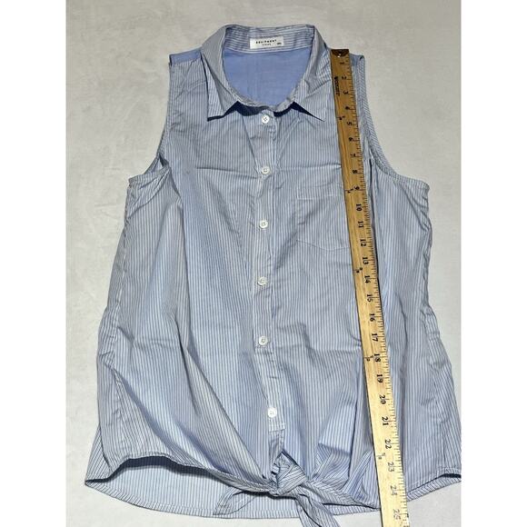 Equipment Button Up Collared Shirt Tank Top Womens Medium Striped Tie Front - Picture 6 of 10